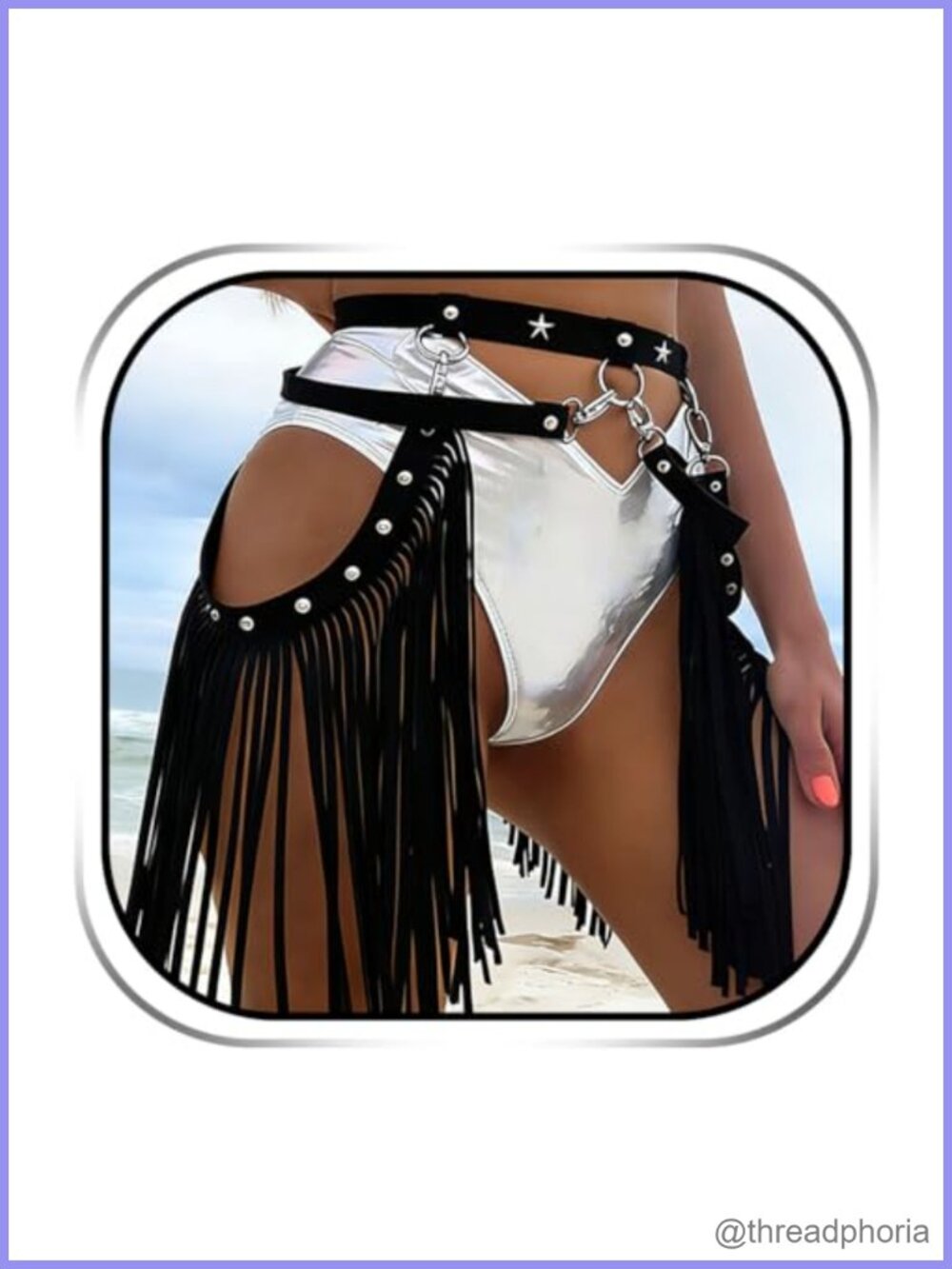 Fringe Belt Western PU Leather Cowgirl Tassel Waist Accessory